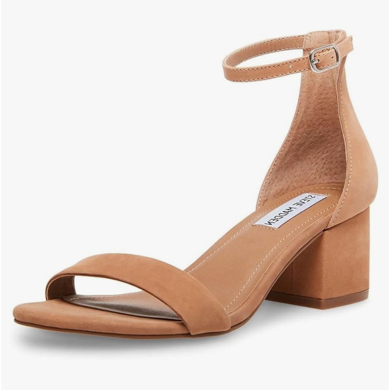 Steve Madden Ireneew Women's Size 7.5 Tan Nubuck Nude Suede Block Heel Sandals