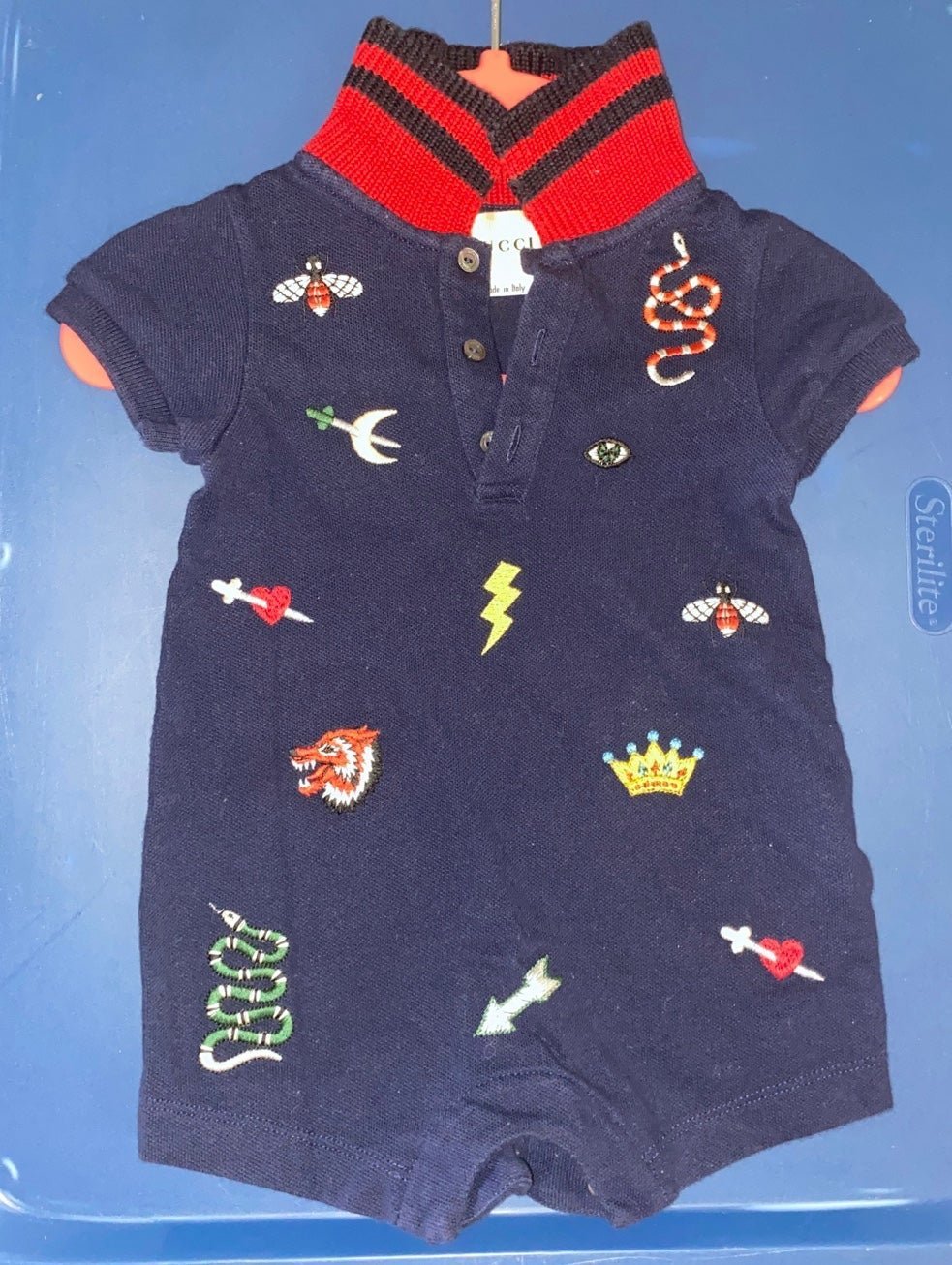 Gucci baby boy embroidered romper