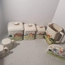 Vintage Otagiri 1982 Farm House Quilted Set