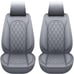 LINGVIDO Breathable Leather Grey Car Seat Covers, Rhombus Faux Leather Vehicle