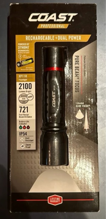 FREE SHIPPING Coast Professional Rechargeable Dual Power XP11R 2100L Flashlight