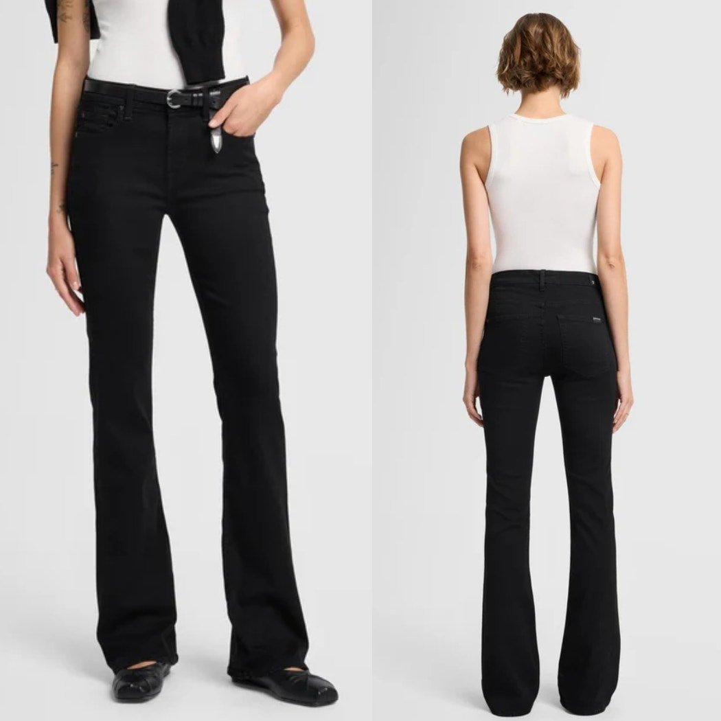 7 For All Mankind Kimie Bootcut Jeans Rinse Black Mid Rise Soft & Stretchy Sz 28