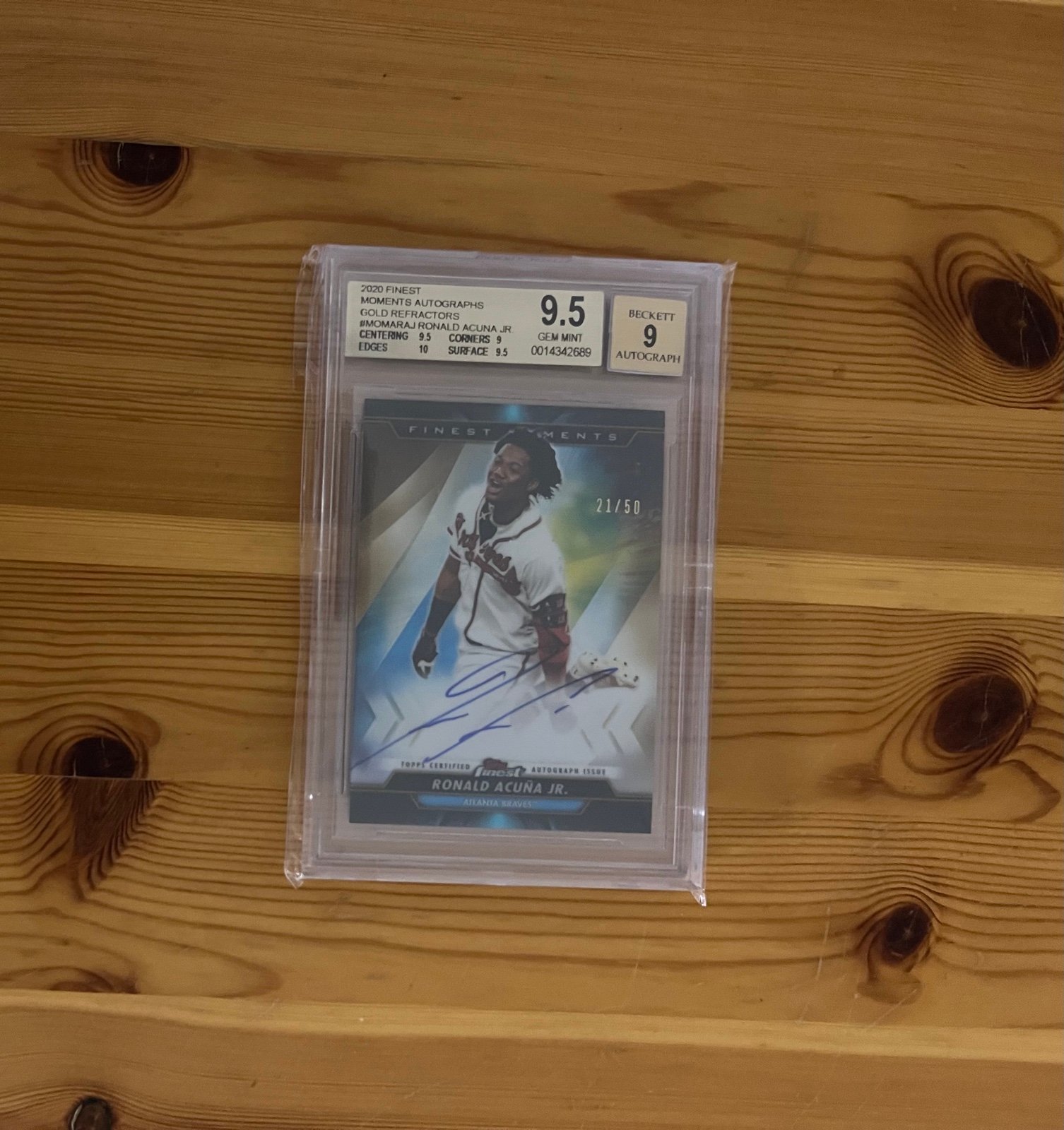 Ronald Acuna Jr 2020 Topps Finest Gold Refractor BGS 9.5 #’d/50