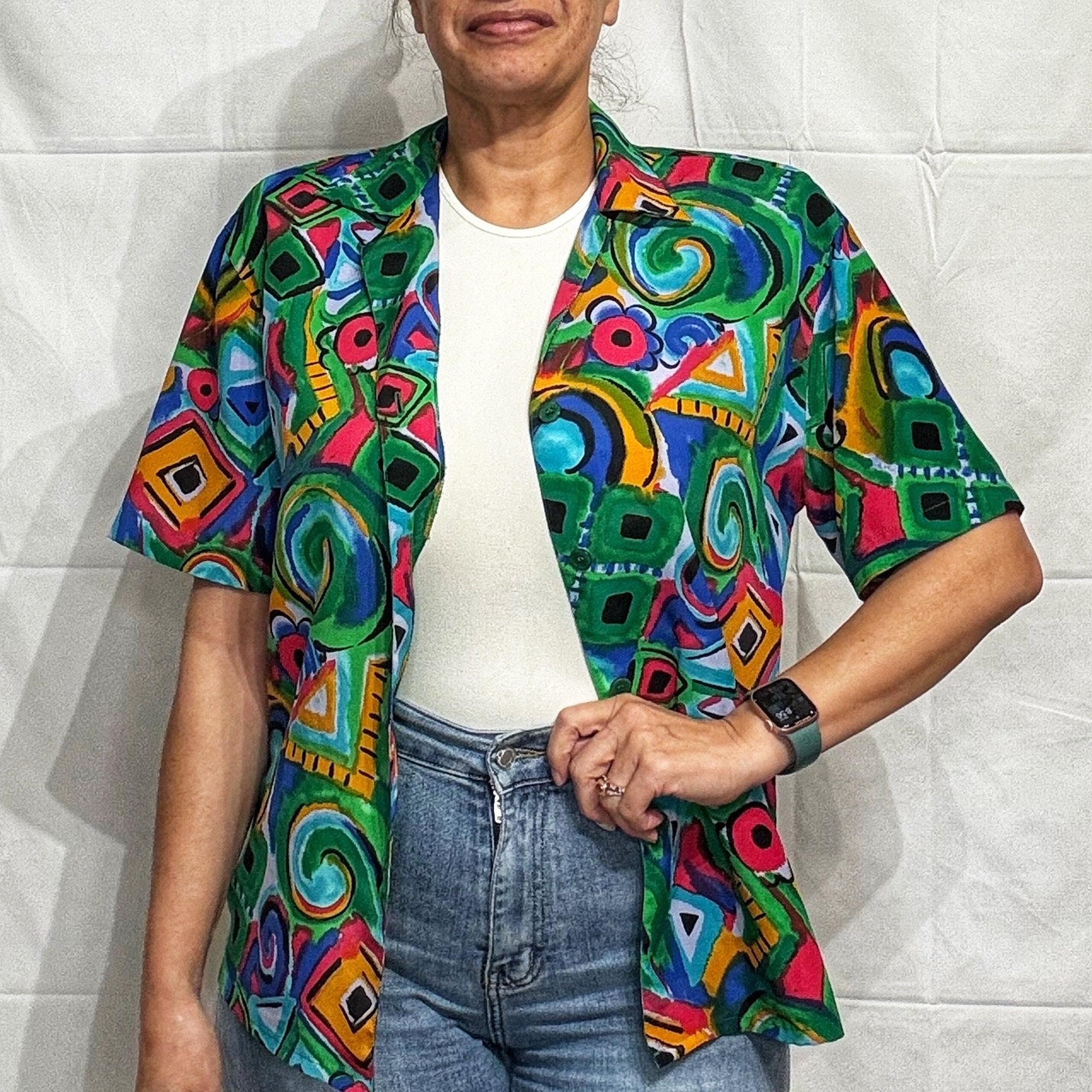 Nicola Green Geometric Vintage Button Down Sz 10