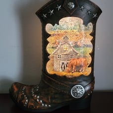 Cowgirl Boot Horse Glitter Globe Decor Cowboy