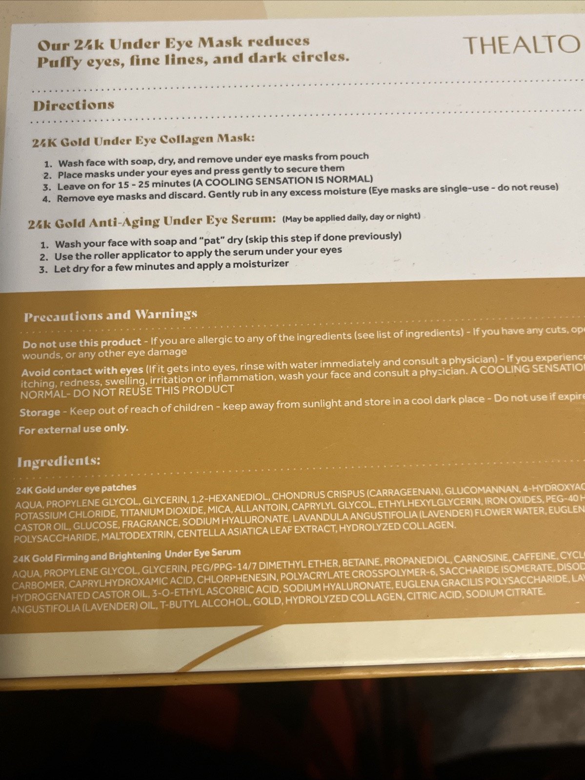 24k Gold Under Eye Collagen Mask Thealto