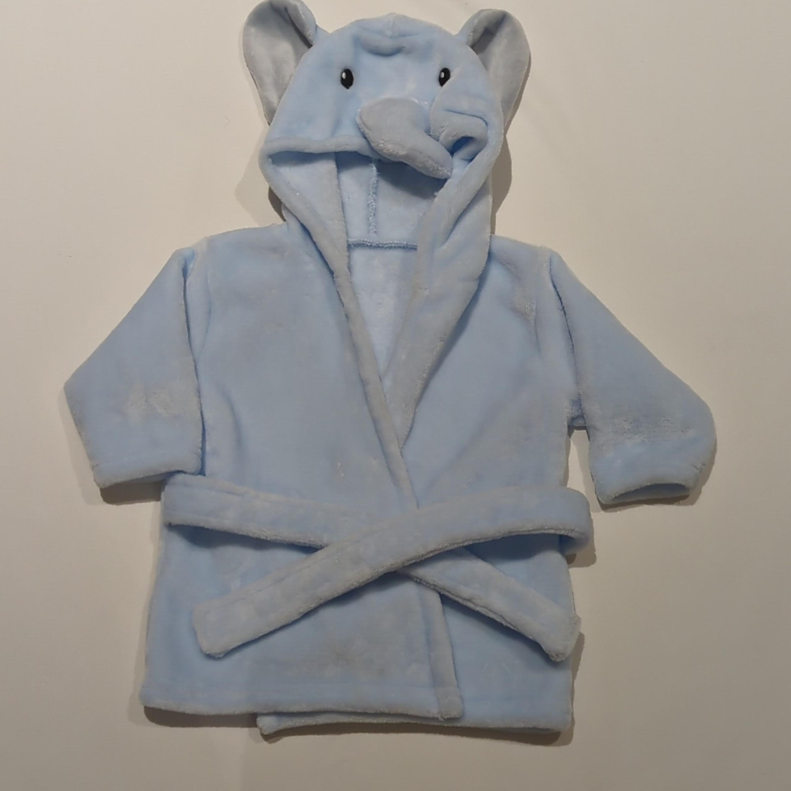 Hundson Baby Infant Sz 0-6mo Plush Elephant Hooded Blue Robe