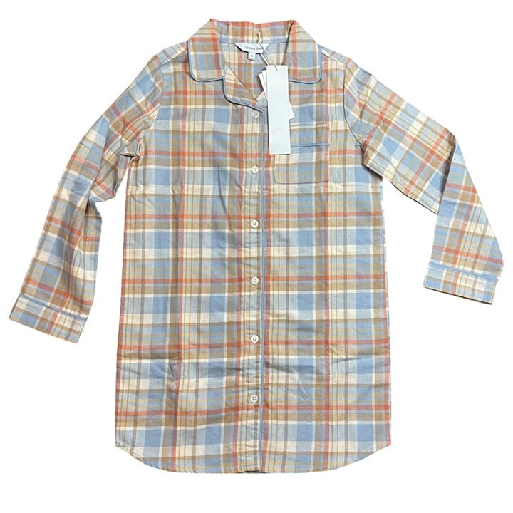 The Company Store Flannel Nightshirt Girls Size 10 100% Cotton Plaid NEW