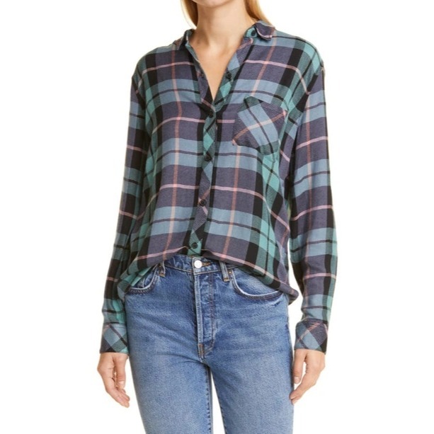 Rails Hunter Plaid Large Button Down Shirt Ultra Soft Woman's