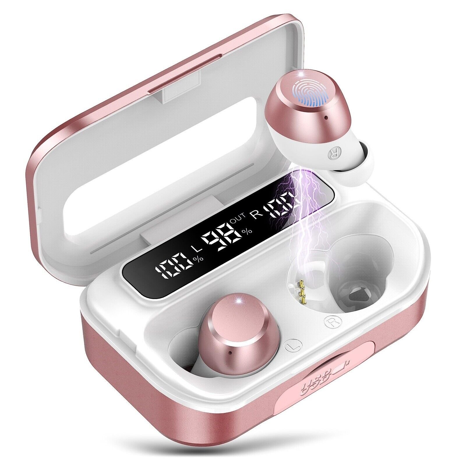 Bluetooth Earbuds 5.3 Deep bass EarPhones 100H Playtime LED Power Display