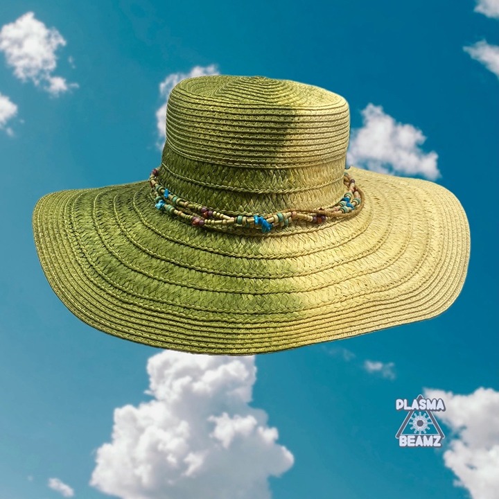 Tropical Trends Half & Half Wide Brim Sun Hat Green & Tan
