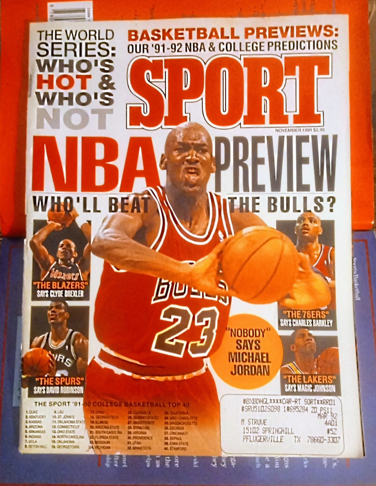 Sport Magazine NBA Preview Featuring: Michael Jordan Nov. 1991 (MINT+)