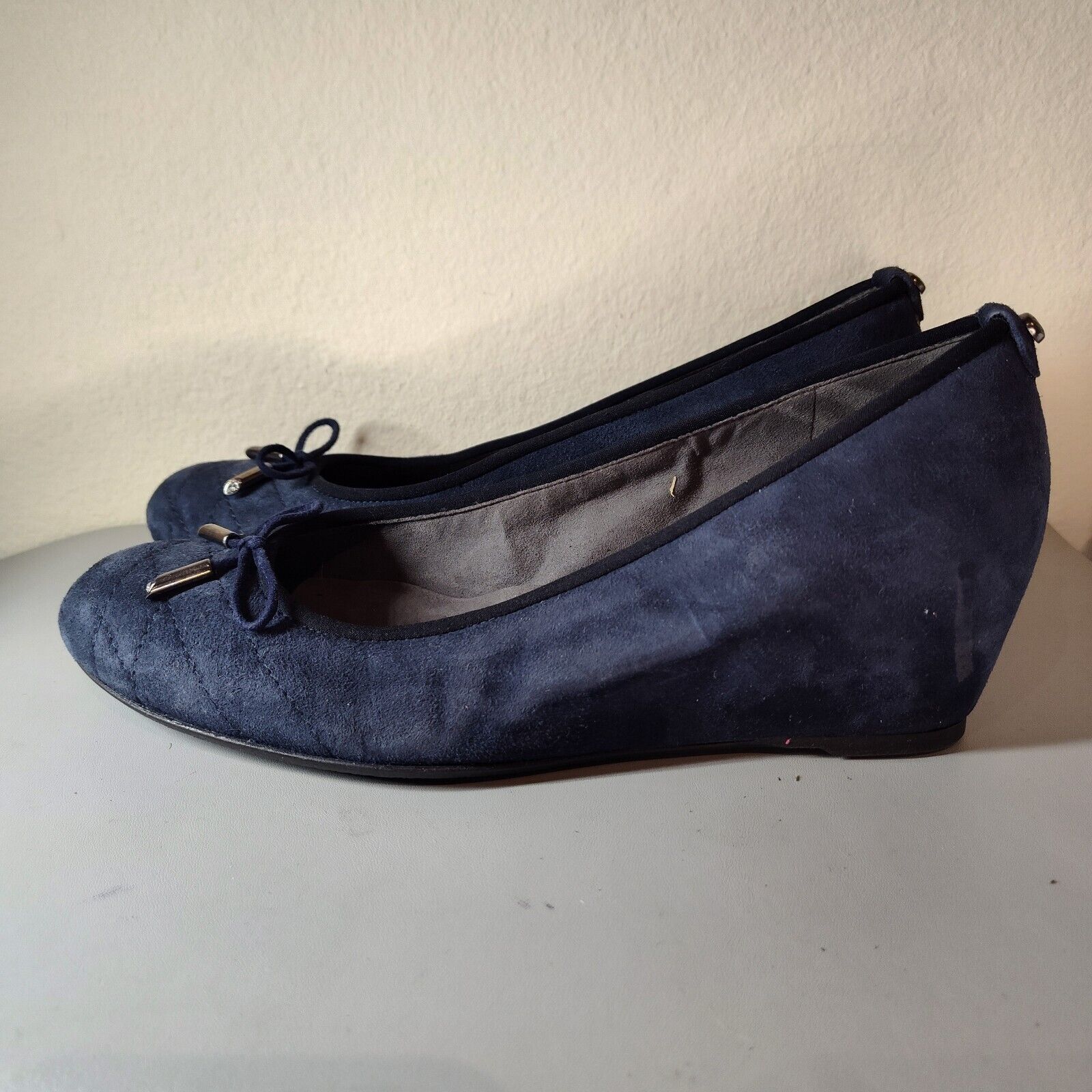 stuart weitzman Suede Ballet Wedge Heel Shoes Blue Women's Sz 9 M
