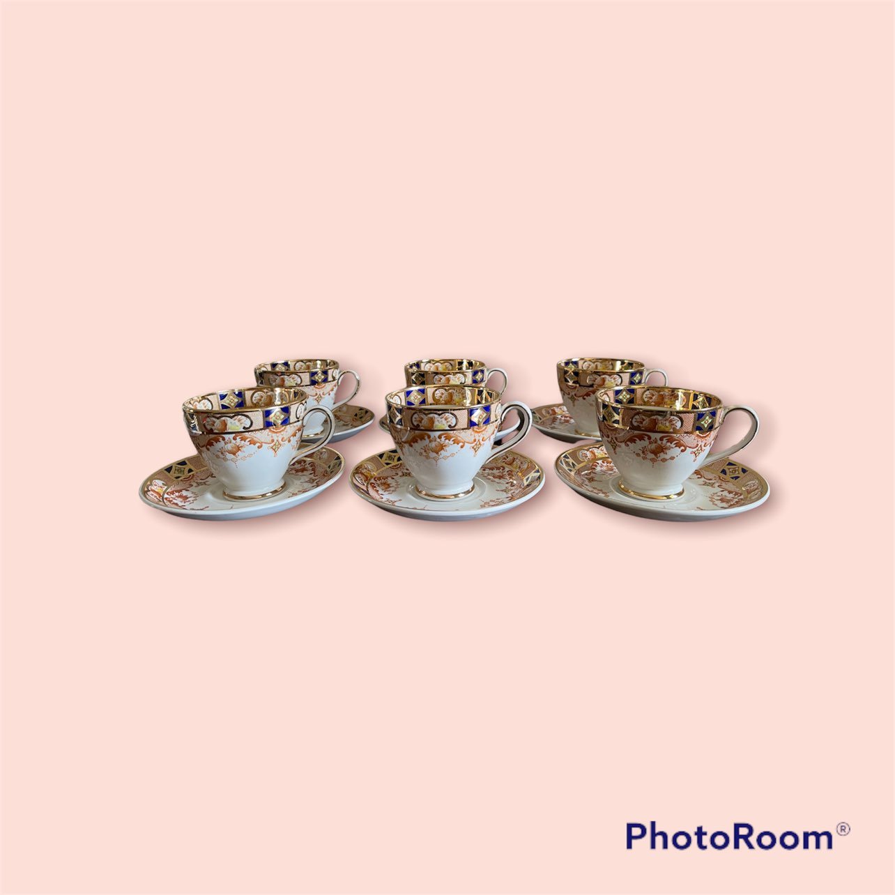 JOHN MADDOCK CHATSWORTH coffee cup saucer set of 6 england 404