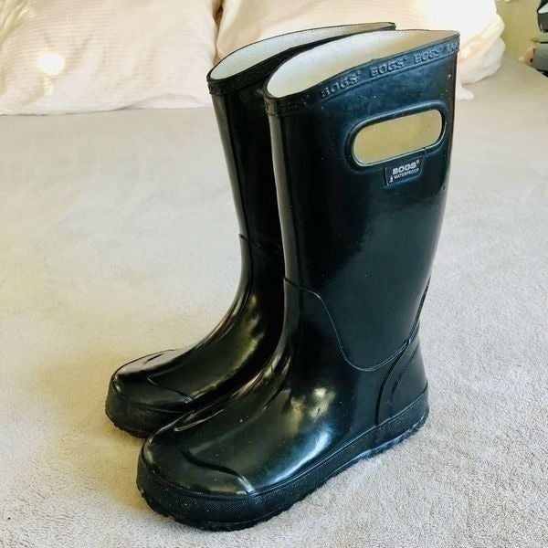 Bogs Kids Solid Black Rainboots