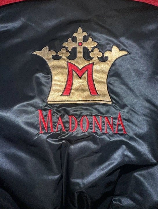 MADONNA 1990 BLOND AMBITION BLACK LINING M GOLD CROWN JACKET PROMO FAN CLUB
