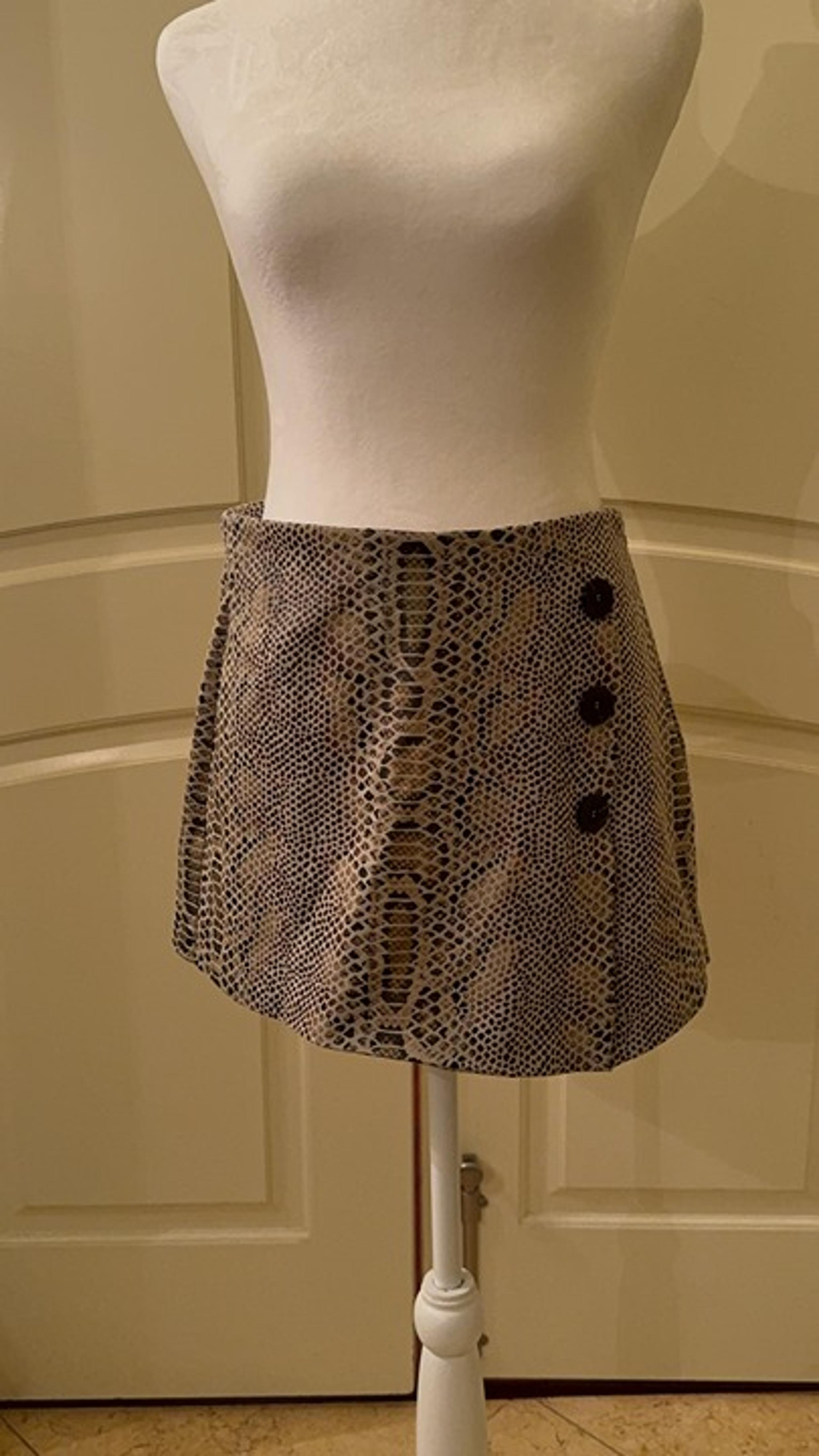 Zara TRF Women's Bohemian Button Front Faux Snake Skin Mini Skort Size S