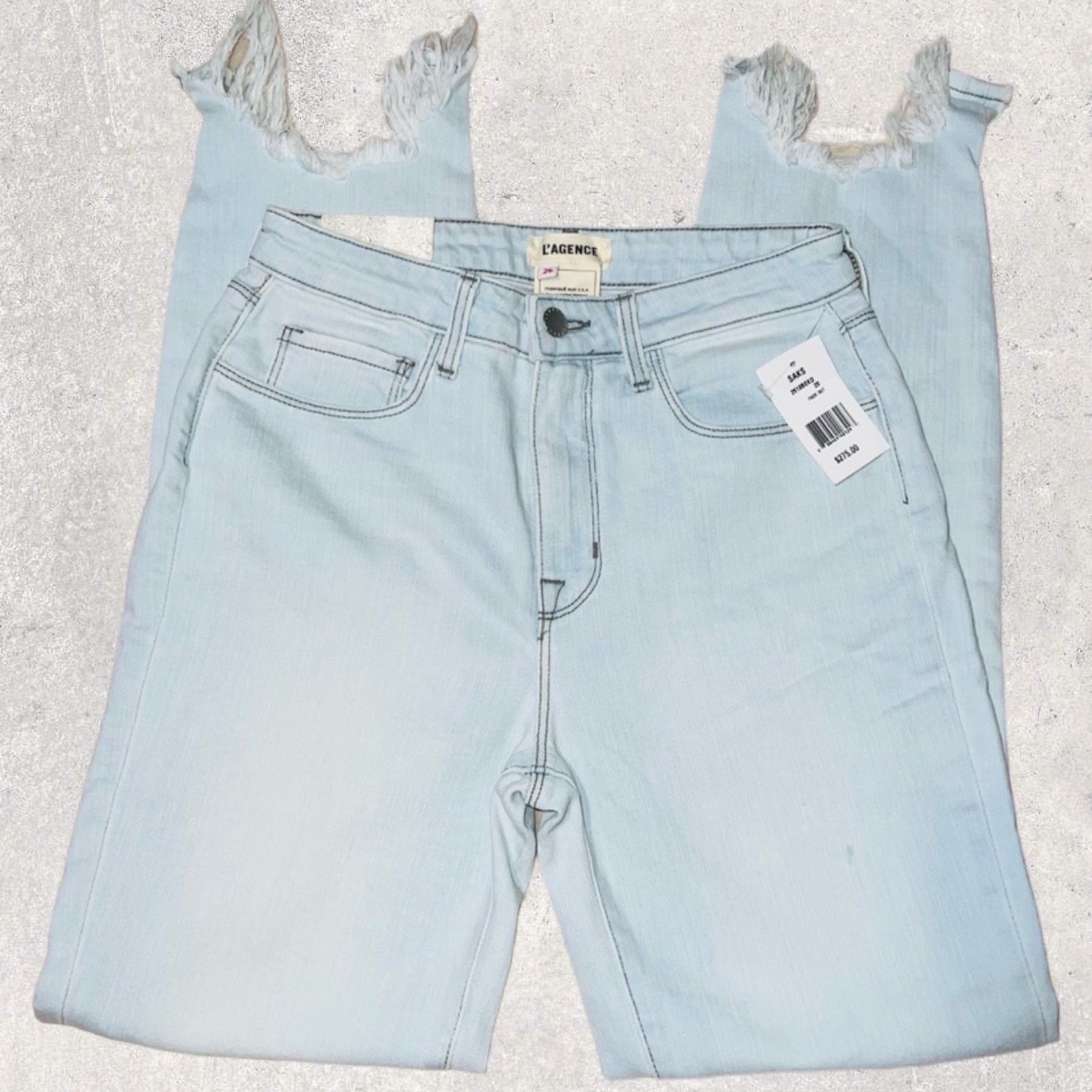 L'AGENCE High Line Destroyed Chewed Hem Crop Skinny Jeans 26