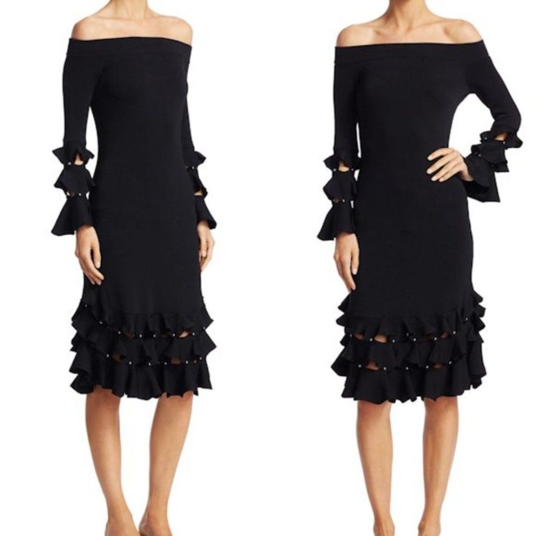 Jonathan Simkhai Knit Midi Dress Off Shoulder Formal Cocktail Wedding Size XS