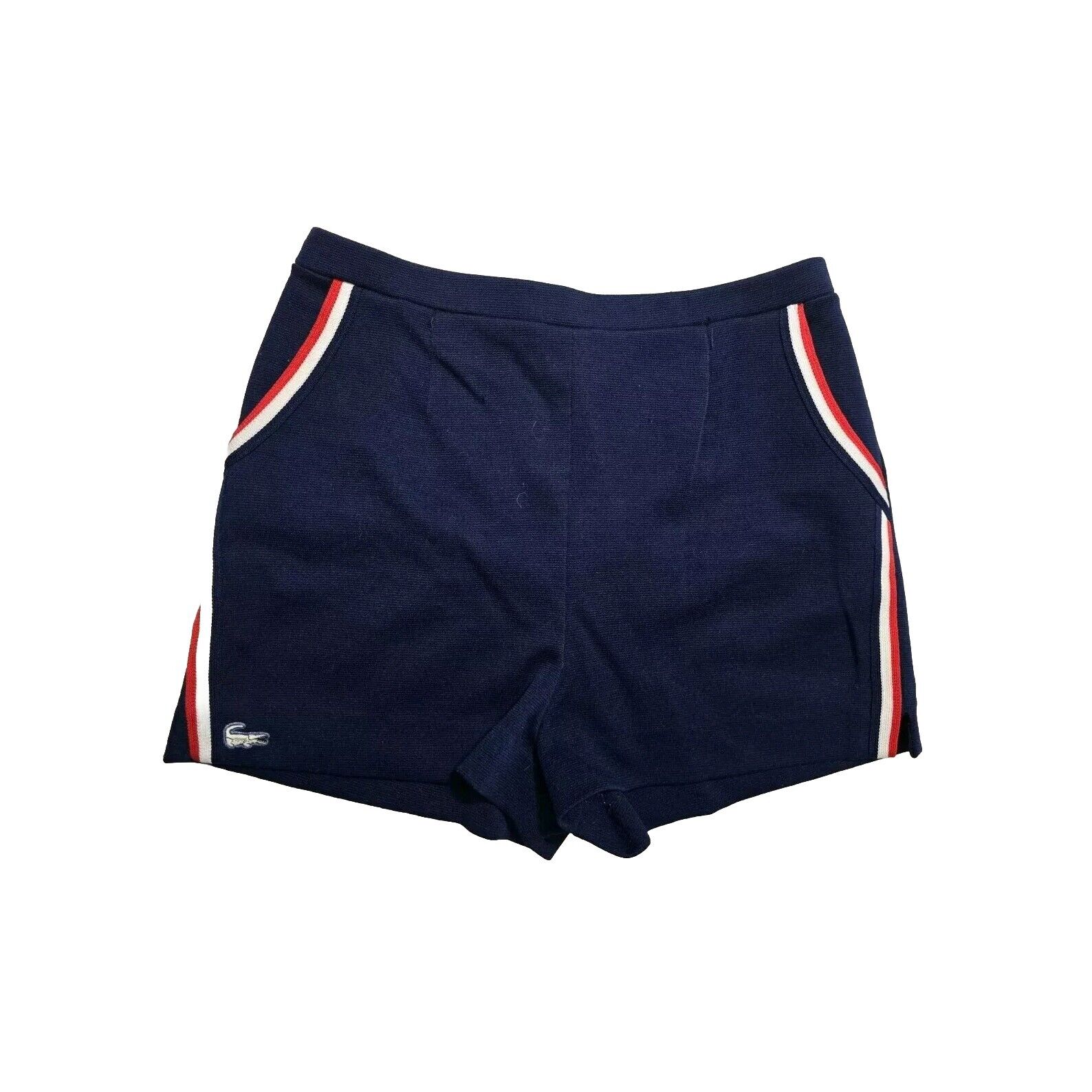 Lacoste Womens Vintage Haymaker Shorts Size 12 White Striped Tennis Active