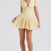 House or CB Buttercup Vintage Floral Print Pleated Cotton Mini Dress