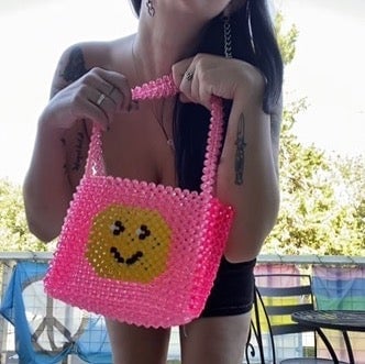 Smiley Face Mood Handmade Beaded Handbag