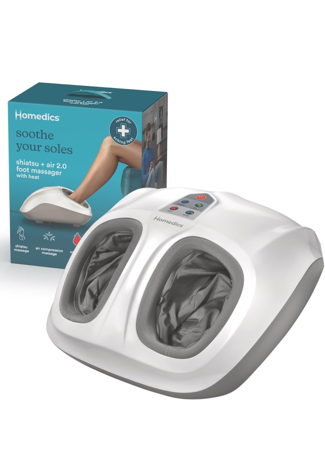 Homedics Shiatsu Air 2.0 Foot Massager with Soothing Heat and Rhythmic Air Compr
