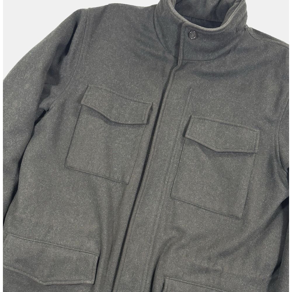 J CREW Wool Coat Men's M Hunter Green Insulated Hooded Military Chore VTG Y2K