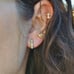 18K Gold Turquoise Paved Huggie Hoop Earrings