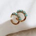 18K Gold Turquoise Paved Huggie Hoop Earrings