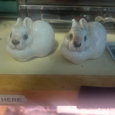 Ceramic Rabbit Lot of 2 LOMONOSOV Made In USSR