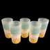 Clear Frosted Glass Pitcher and 5 Tumblers w/Turquoise, Yellow & White Flowers