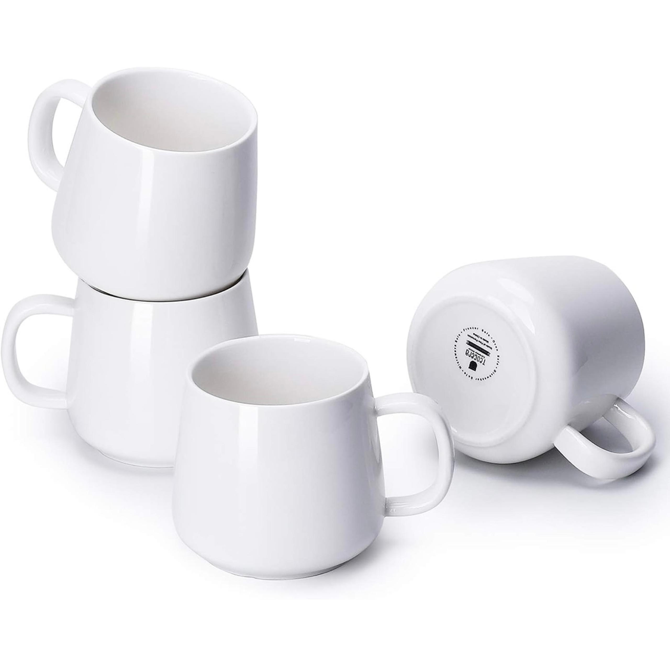 Teocera Porcelain Coffee Mugs Set of 4-12 Ounce Cups with Handle