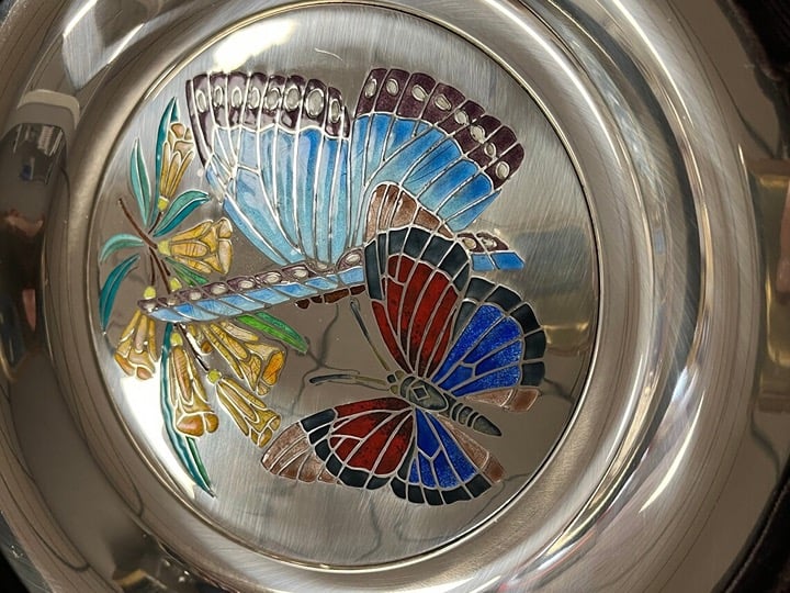 Franklin Mint Champleve Sterling Plate Collection The Butterflies Of The World