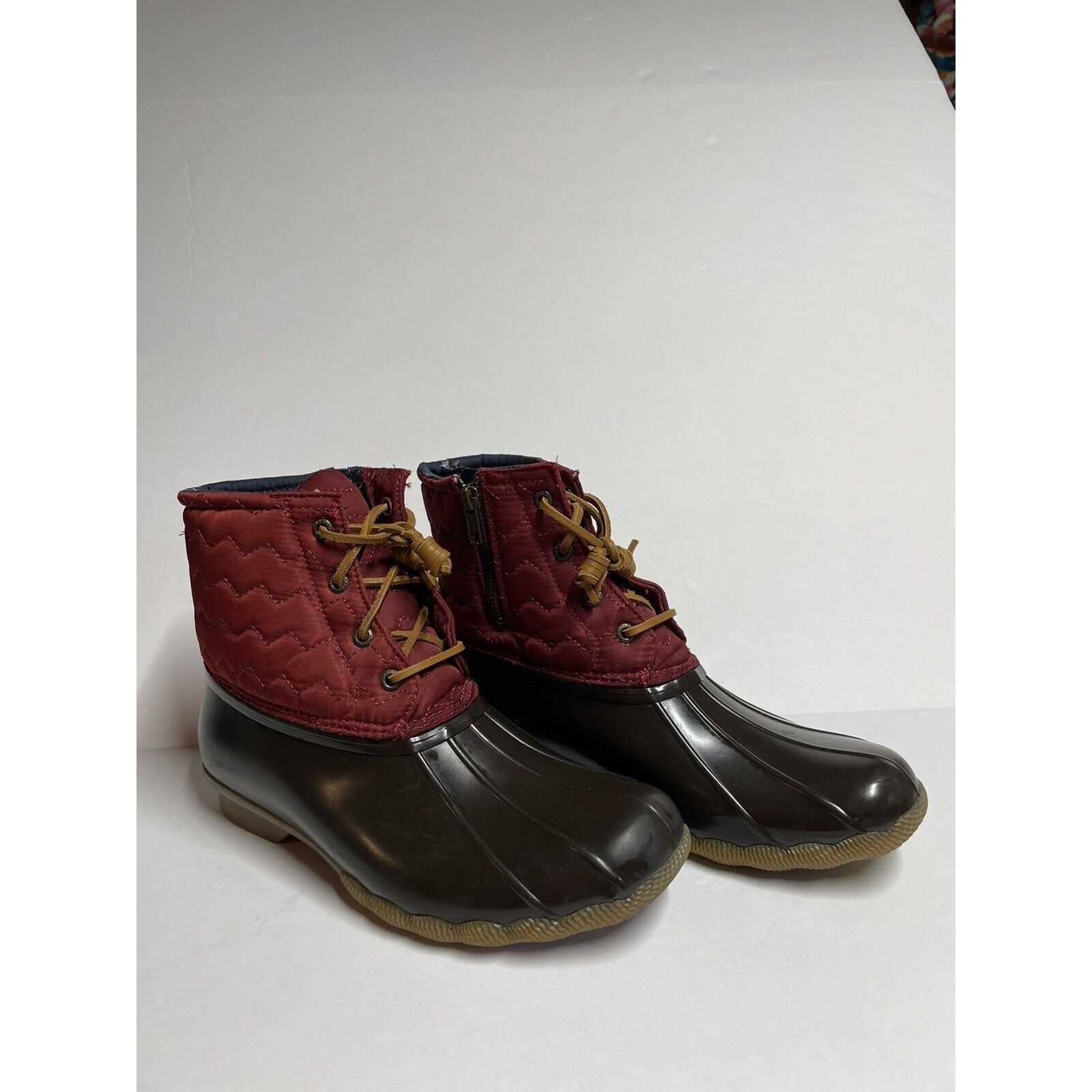 Sperry Top-Sider Saltwater Quilted Duck Boots Womens Wine Brown size 10