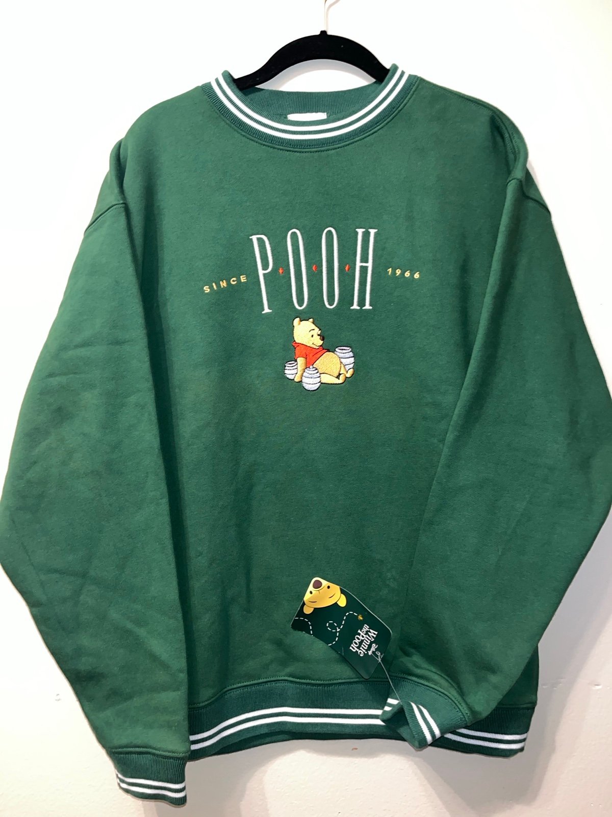 Disney Parks Winnie The Pooh Vintage Green Pullover Sweater