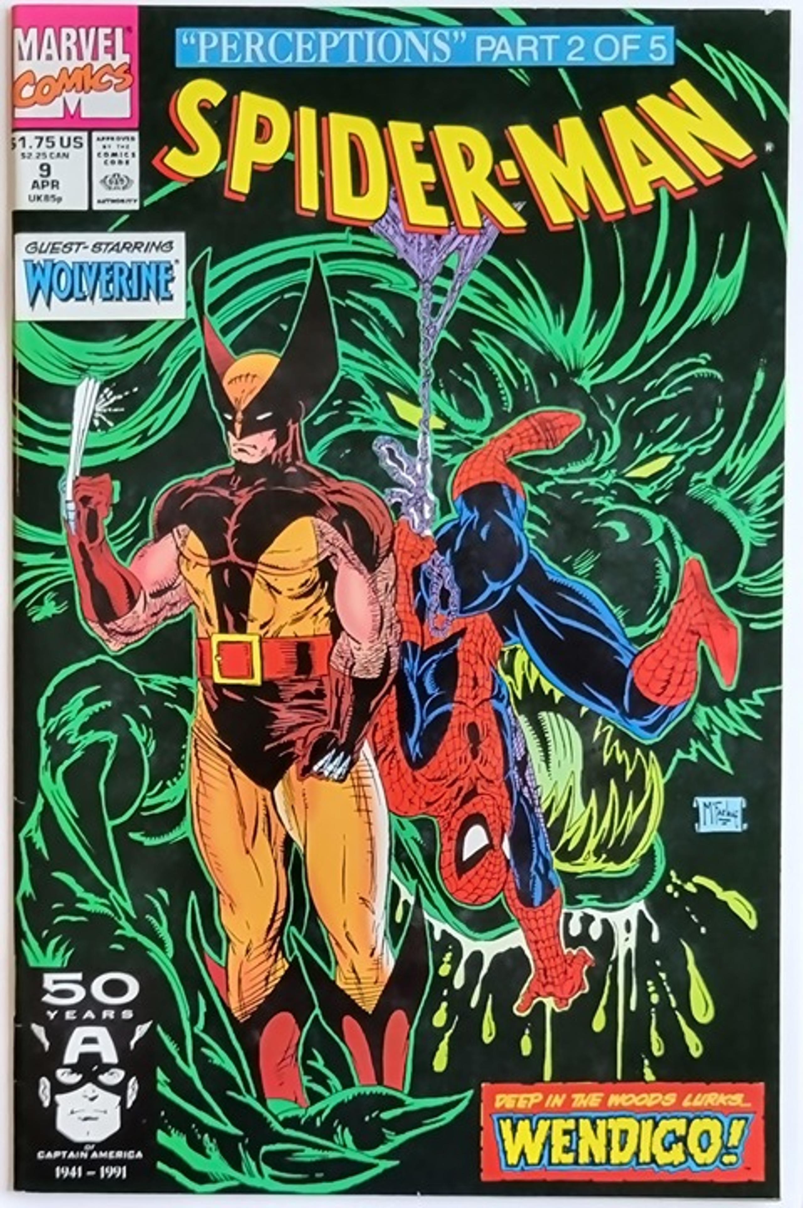 Spider-Man #9 (1991) Vintage Wolverine & Spidey Hunt the Murderous Wendigo