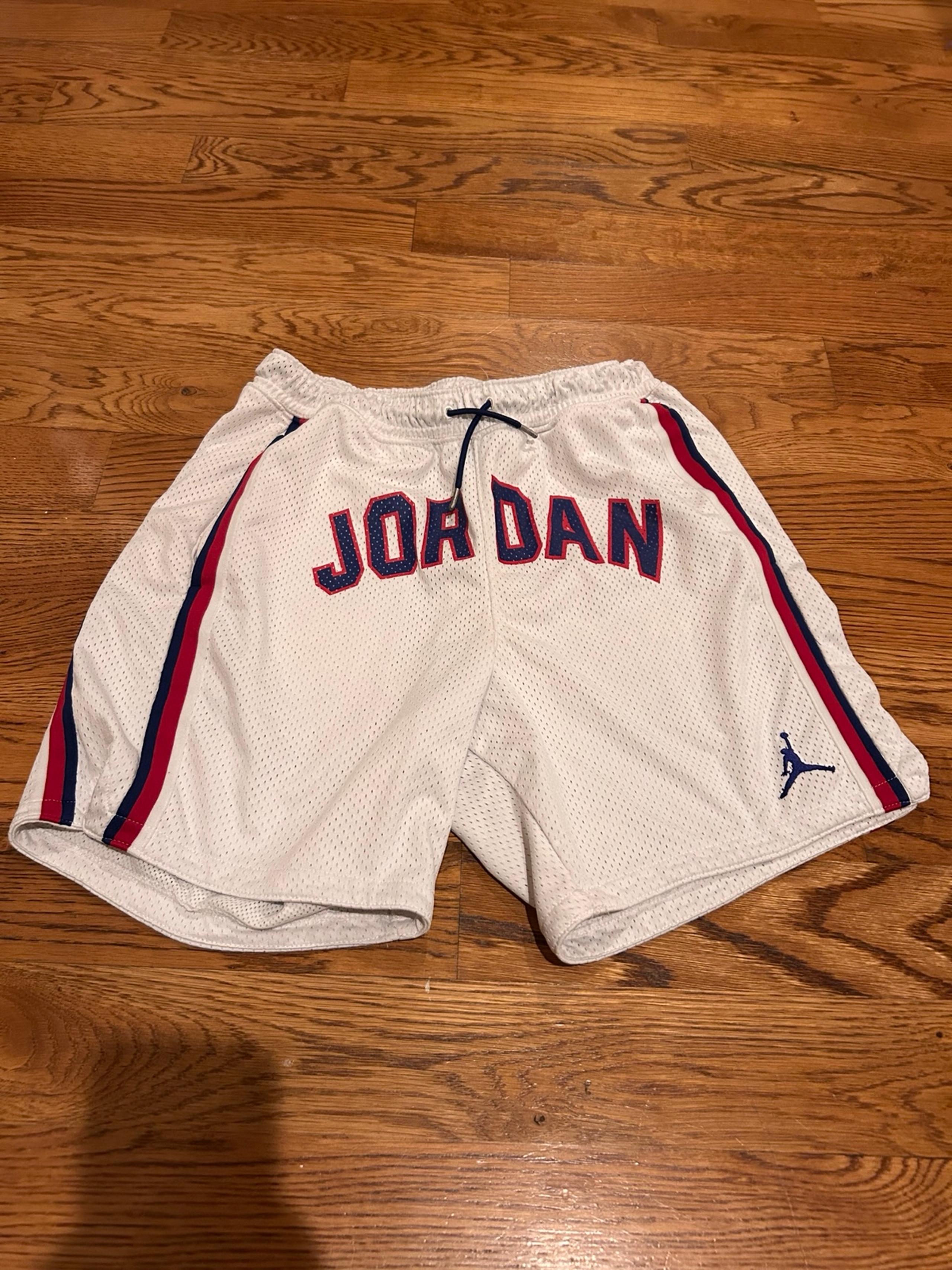 Nike Air Jordan Shorts Mens Medium DNA White Mesh USA Spellout Jumpman Logo M