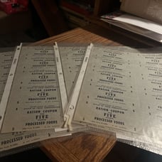 WW2 Ration Coupon 5 Points Processed Foods - 5 Full Sheets