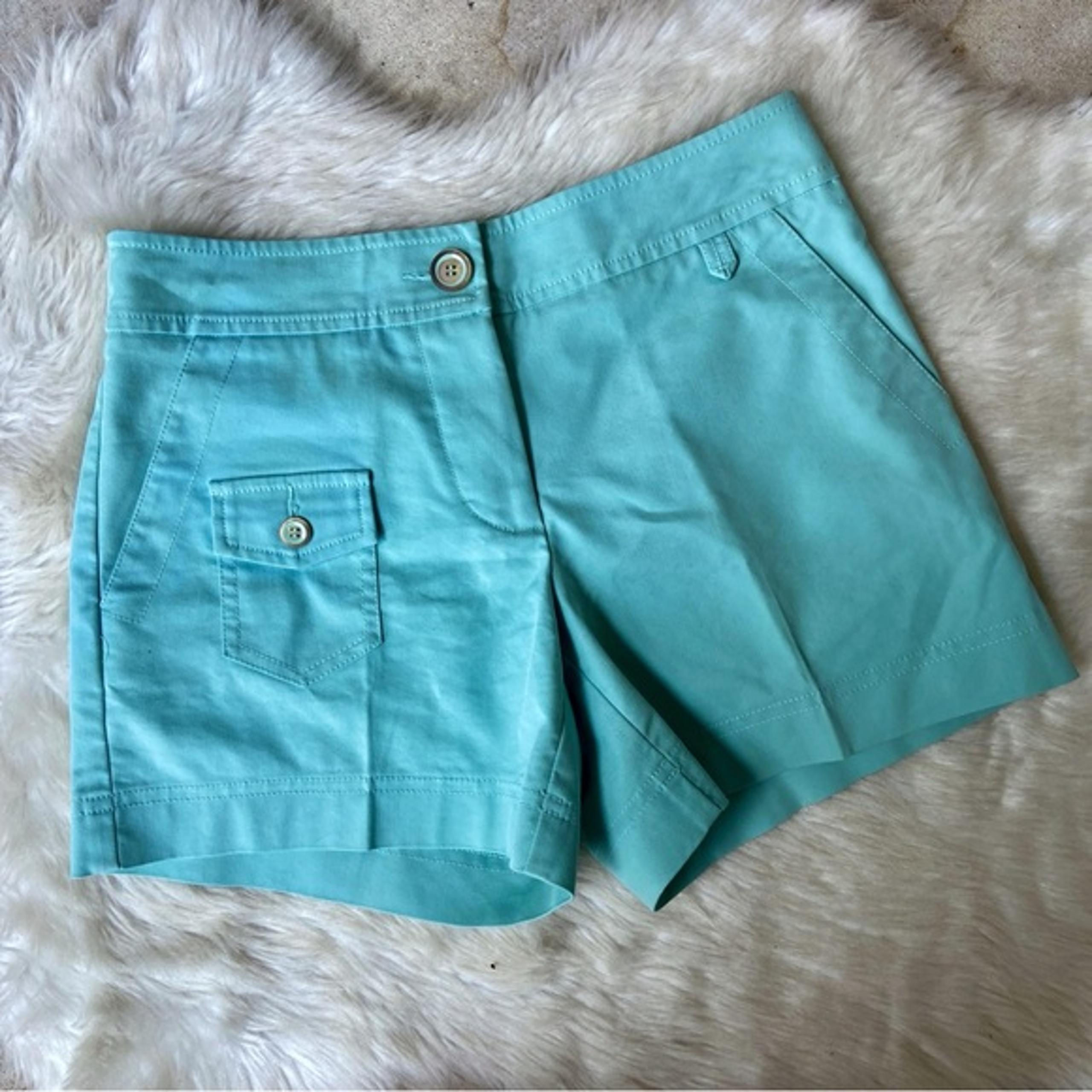 Blue Cotton Blend Shorts