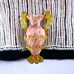 Pink Confetti Art Glass Sculptural Vase Applied Amber Glass Rigaree And Handles