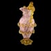 Pink Confetti Art Glass Sculptural Vase Applied Amber Glass Rigaree And Handles