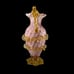 Pink Confetti Art Glass Sculptural Vase Applied Amber Glass Rigaree And Handles