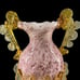 Pink Confetti Art Glass Sculptural Vase Applied Amber Glass Rigaree And Handles