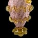 Pink Confetti Art Glass Sculptural Vase Applied Amber Glass Rigaree And Handles