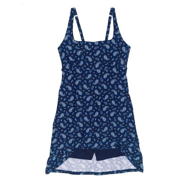 Lands’ End Size 6 Blue Paisley Swim Dress With Shorts NEW