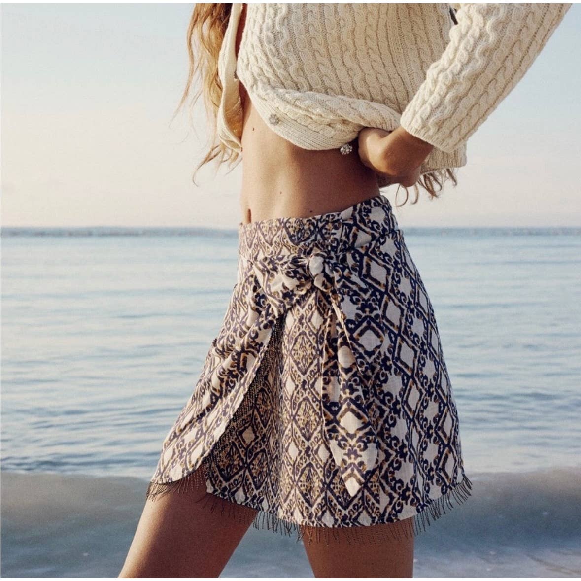 ZARA Printed Wrap skirt