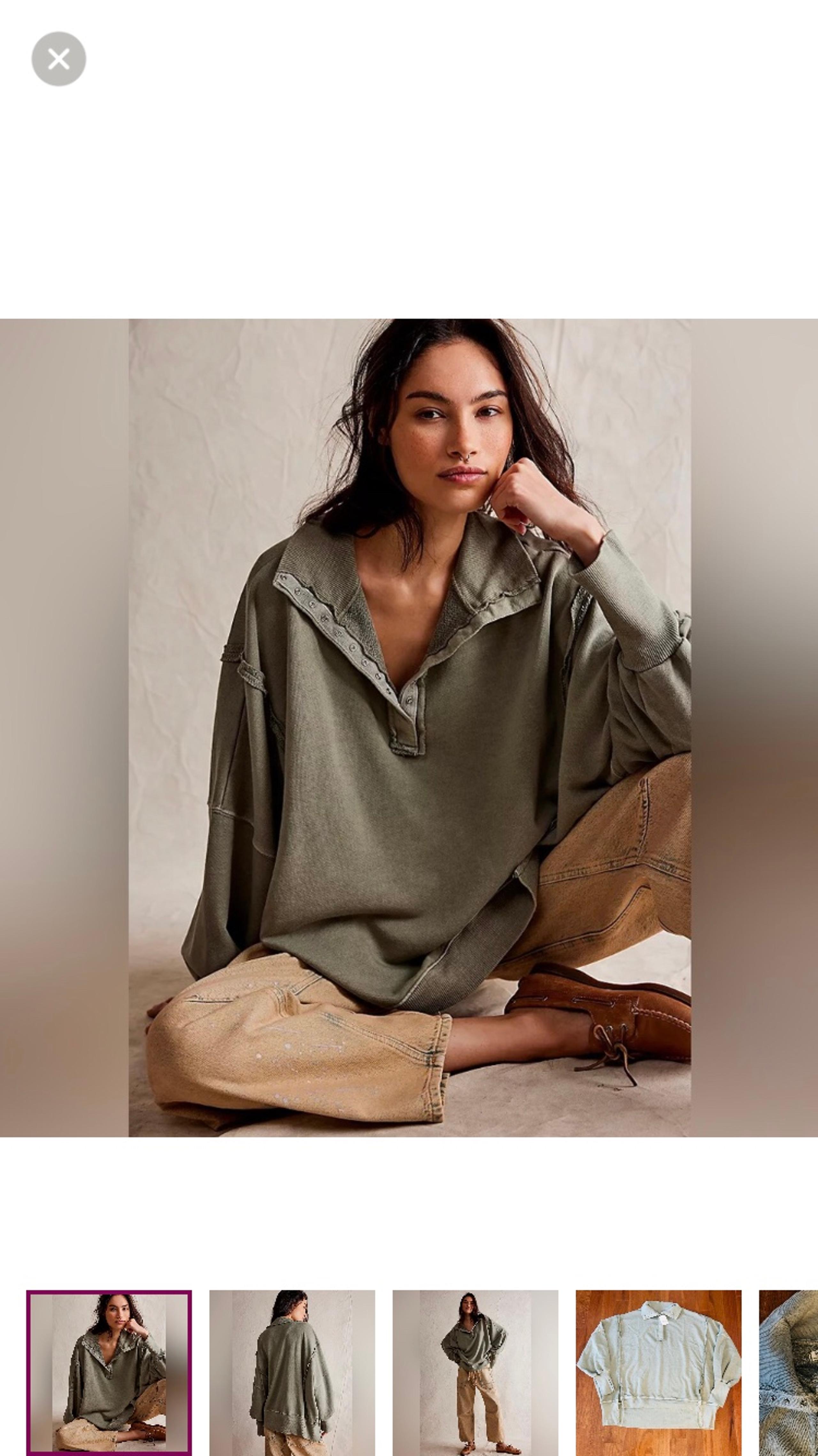 FREE PEOPLE Camden Henley Sweatshirt SMALL