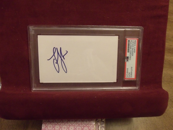 LUCAS GLOVER PGA CUT INDEX CARD SIGNATURE CARD SIGNED AUTO PSA/DNA SLABBED