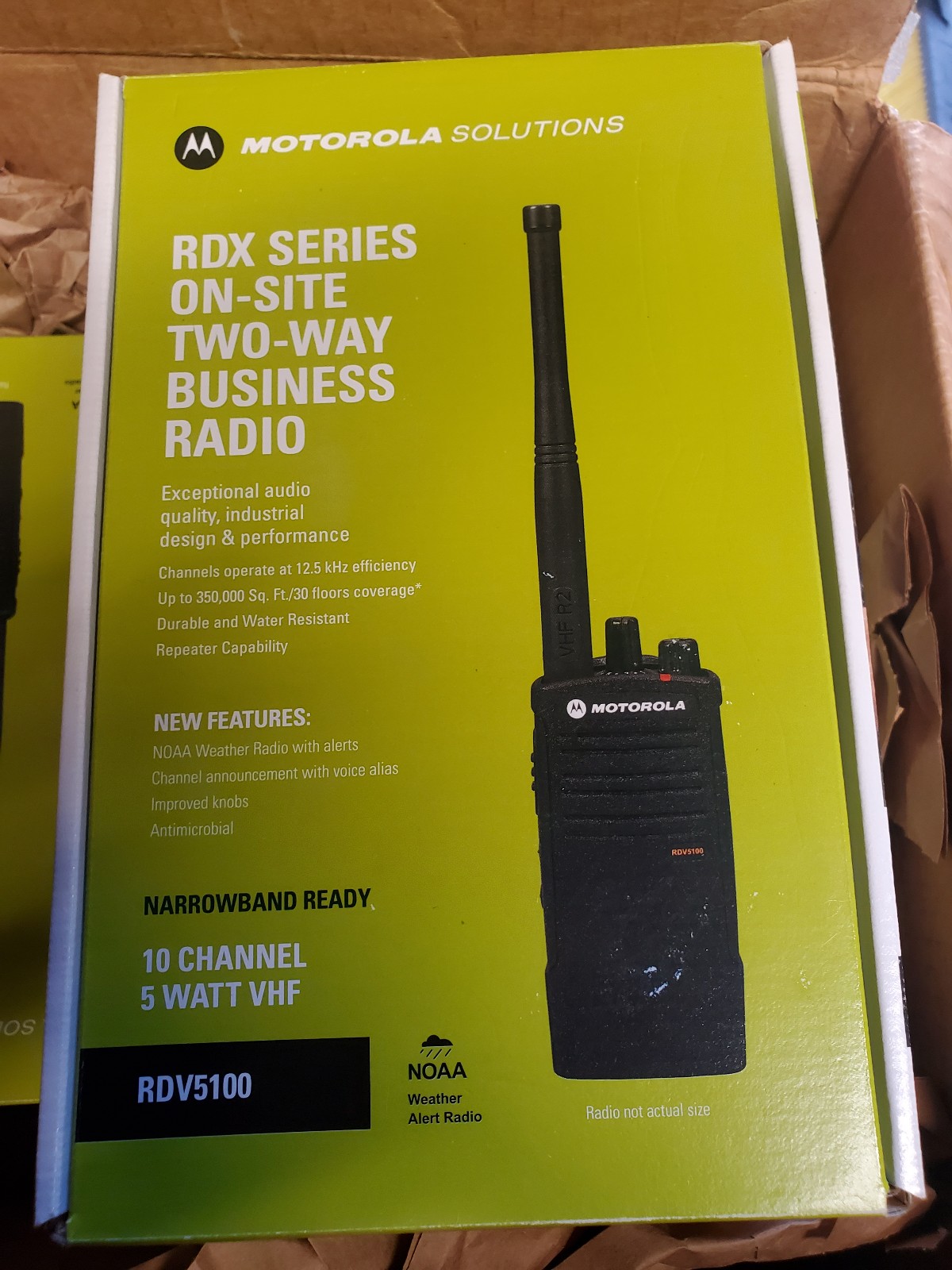 Motorola RDV5100 VHF 5 watt 10 Channel High Power Two Way Radio & Charger Black